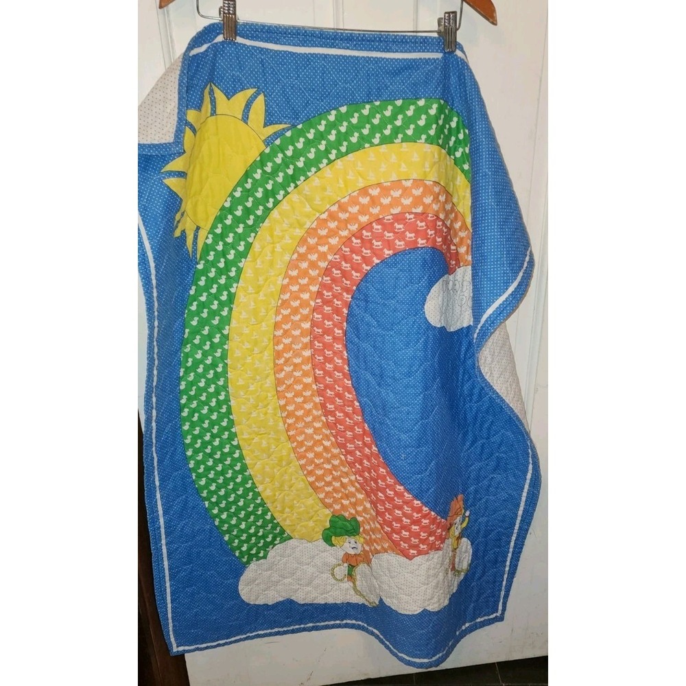 Vintage Handmade Thats Our Baby Rainbow Cowboy Cowgirl Blanket Quilt Lgbtq
